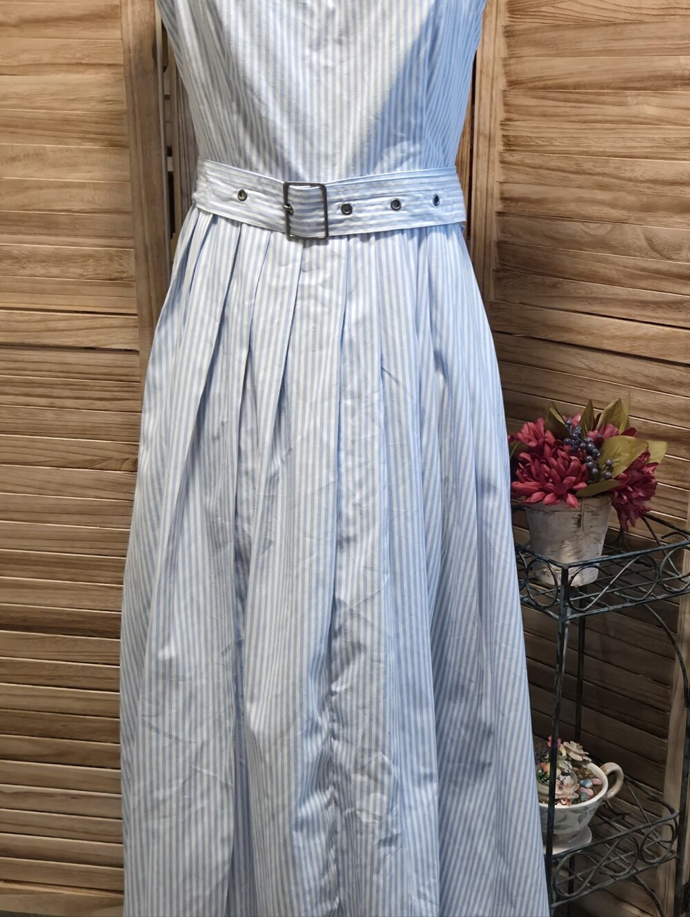 A New Day 8 Blue White Striped Maxi Dress w/Pockets - Picture 2 of 9